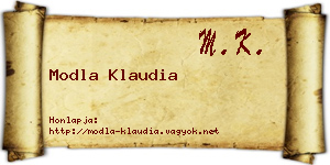 Modla Klaudia névjegykártya